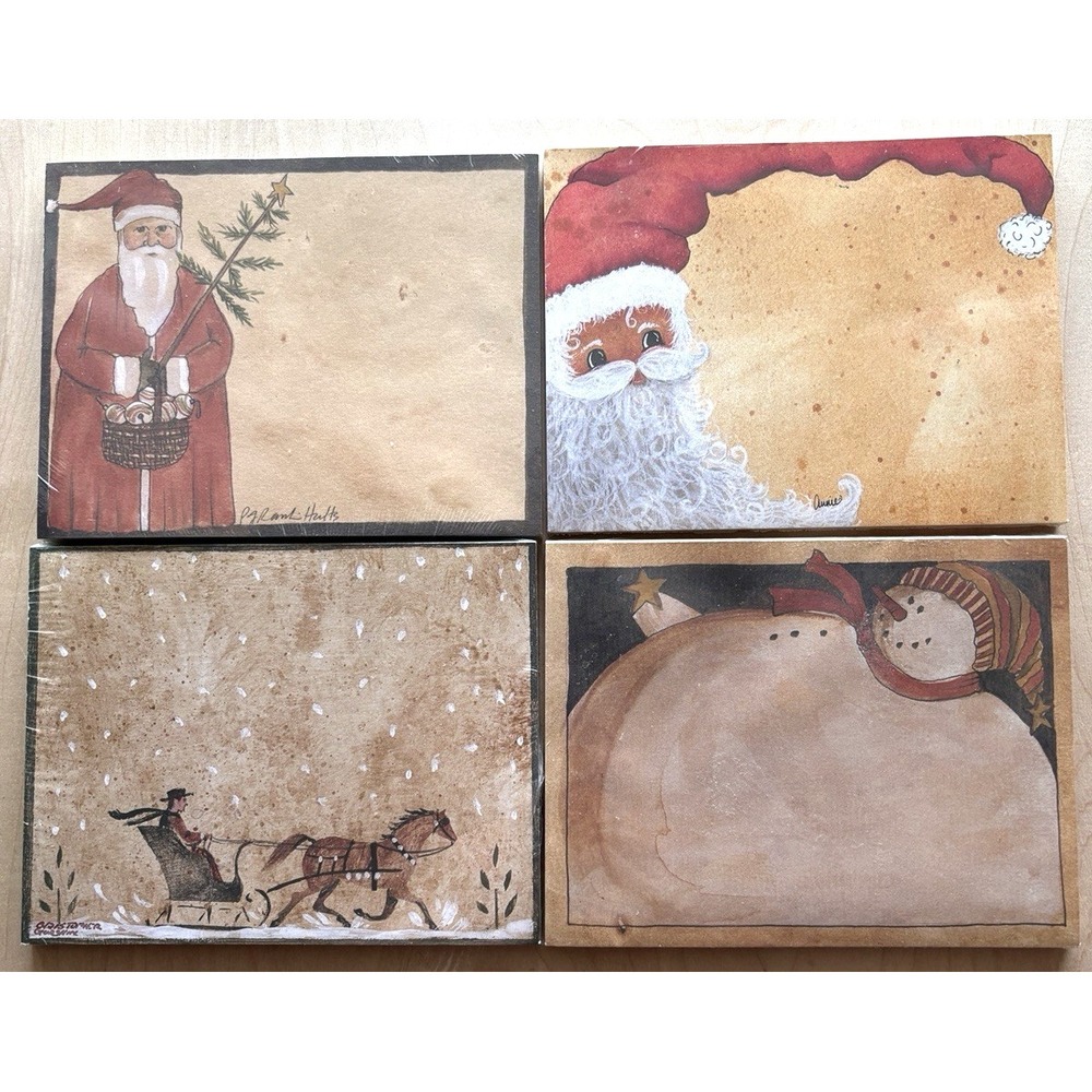 Primitives by Kathy Note Pad LOT of 4 NIP New Christmas Santa Snowman Sleigh #6